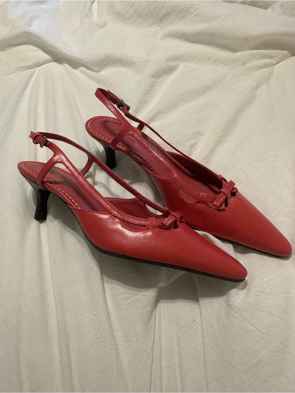 Vintage Talbots hot pink Pointed Slingback Heels with Bow Accent